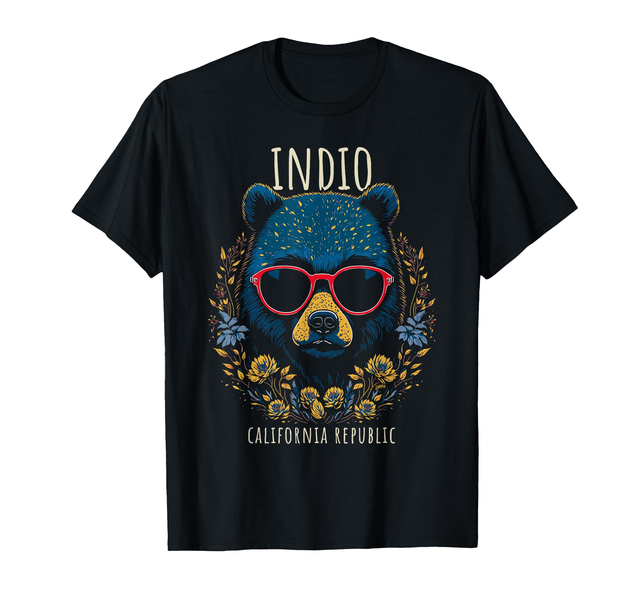 Indio Ca Fun Bear Wearing Glasses T-Shirt - Unique Graphic for Adults - T-Shirt, Sweatshirt, Hoodie
