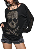 Women's Skull Rivets Grunge Punk Oversized Scoop Neck - Adult & Kids T-Shirts, Sweatshirts & Hoodies apparel design preview 1