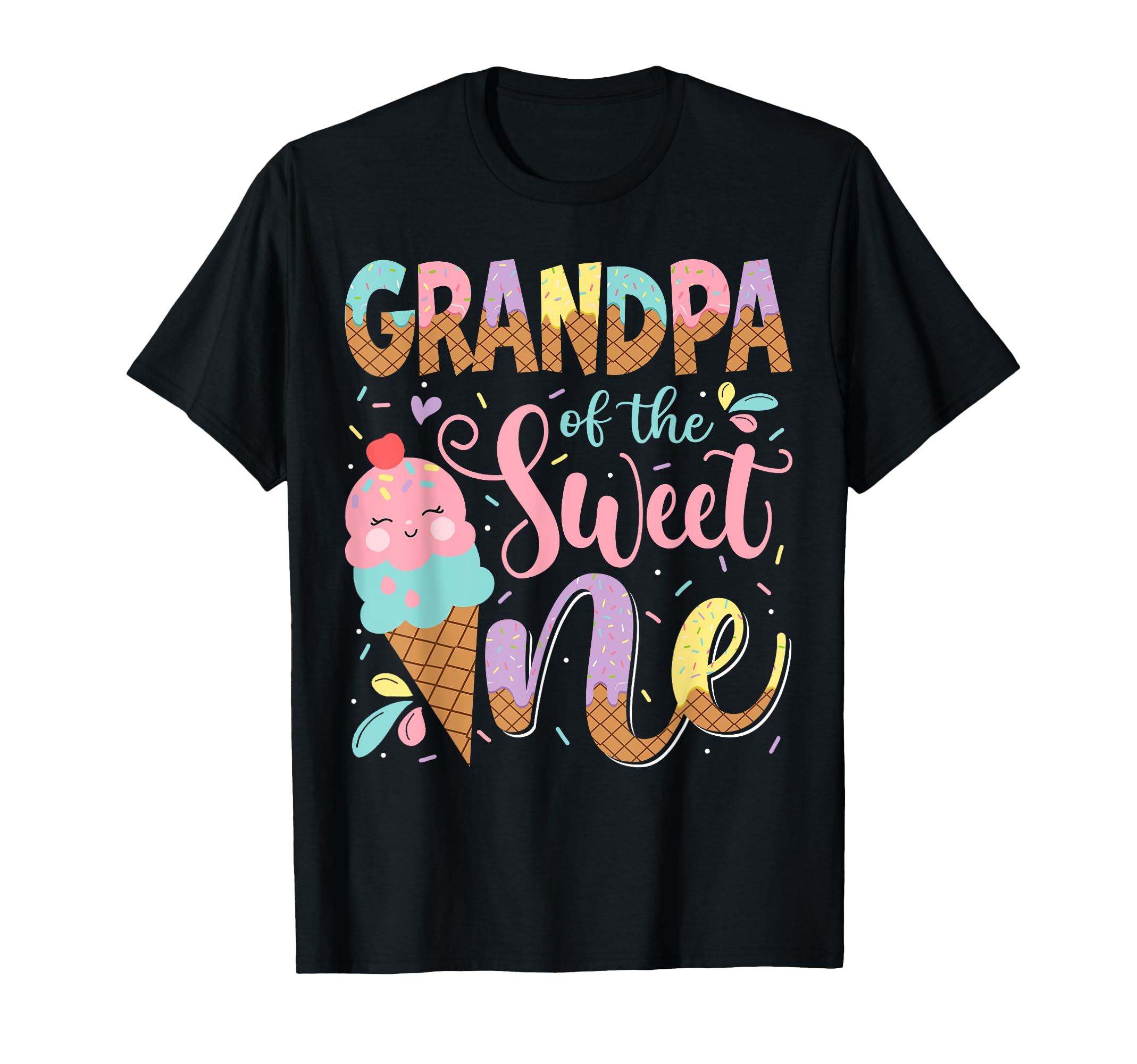Grandpa Sweet One 1St Birthday Ice Cream T-Shirt - Graphic Print Men Women - T-Shirt, Sweatshirt, Hoodie