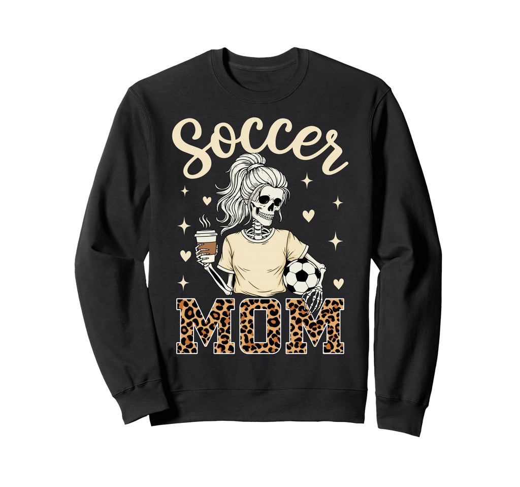 Skeleton Soccer Mom Coffee Leopard Sweatshirt - Aesthetic Graphic Men Women - T-Shirt, Sweatshirt, Hoodie