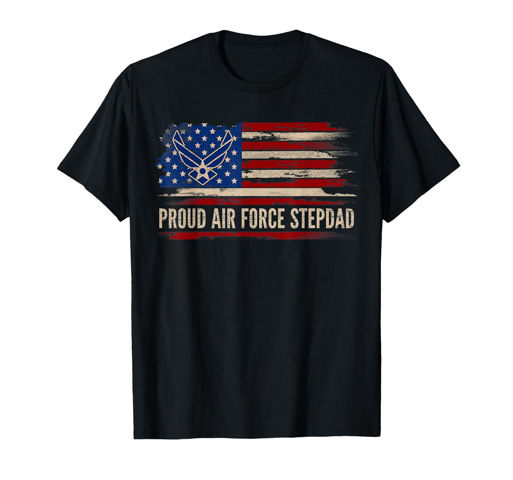 Proud Air Force Stepdad American Flag T-Shirt - Unique Graphic for Adults - T-Shirt, Sweatshirt, Hoodie