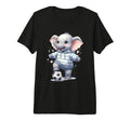 Elephant Soccer Player Striped Art Tri Hoodie - Graphic Print Men Women - T-Shirt, Sweatshirt, Hoodie