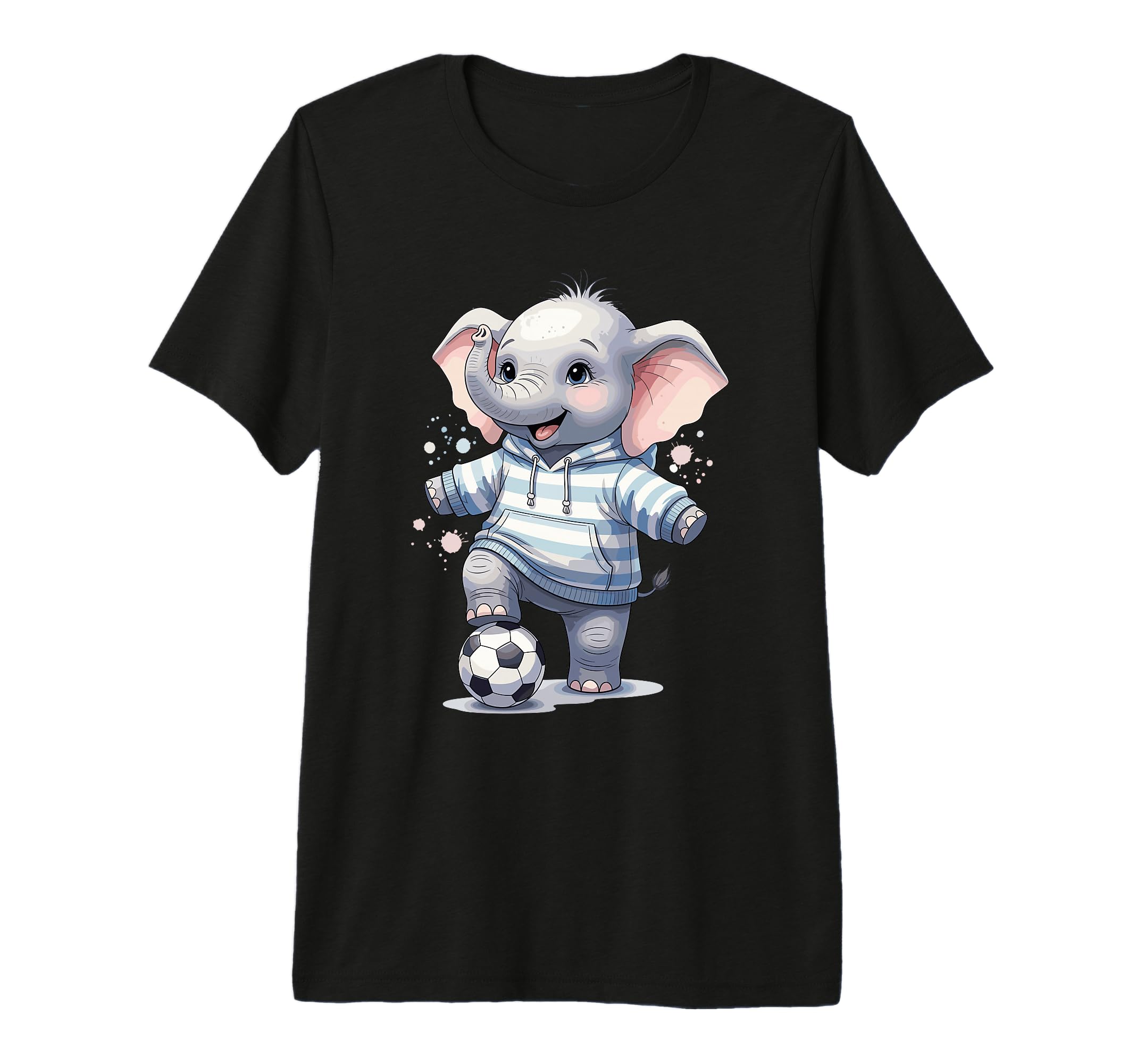Elephant Soccer Player Striped Art Tri Hoodie - Graphic Print Men Women - T-Shirt, Sweatshirt, Hoodie