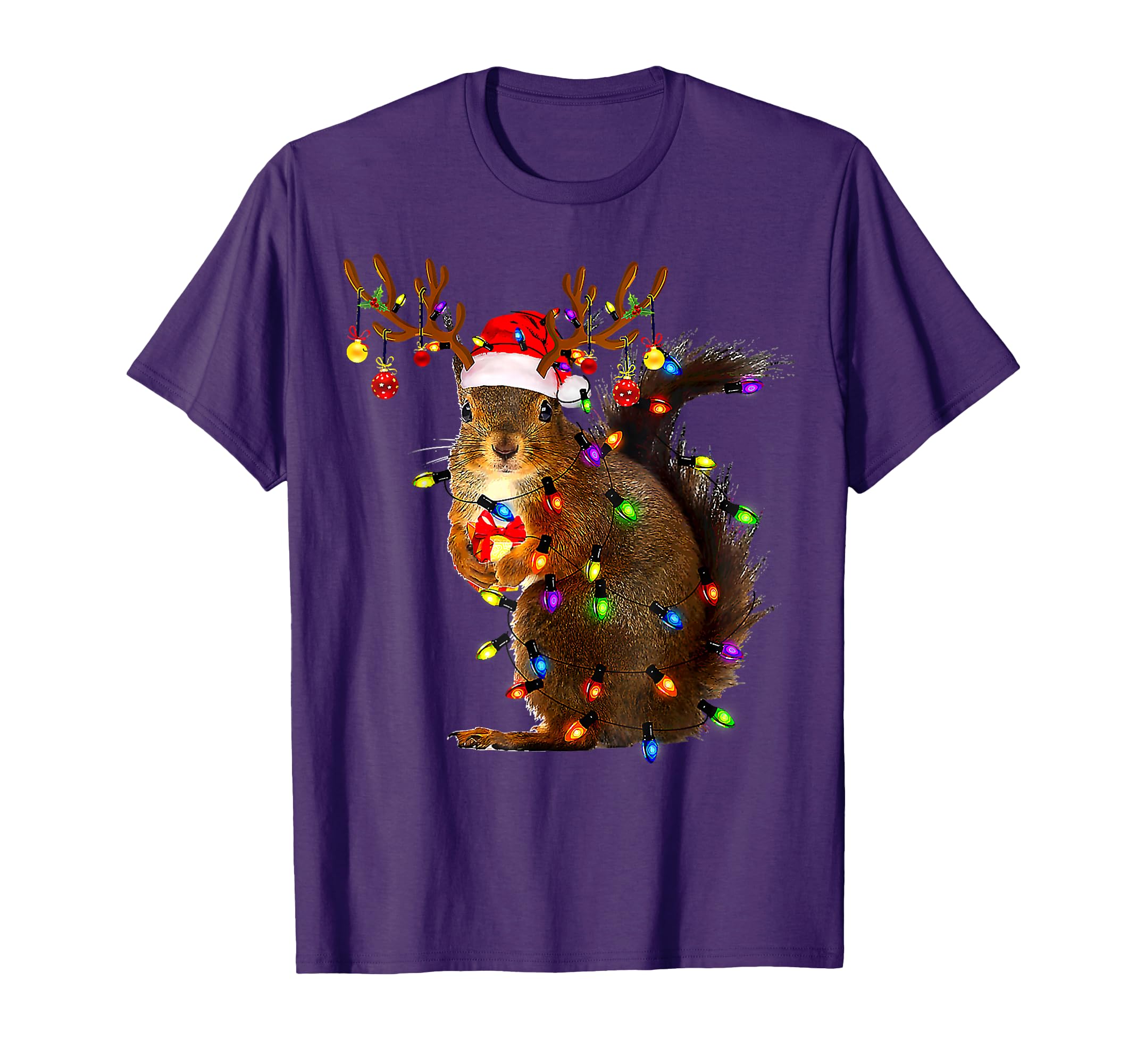 Funny Squirrel Tree Lights Reindeer T-Shirt - Novelty Apparel for Adults - T-Shirt, Sweatshirt, Hoodie