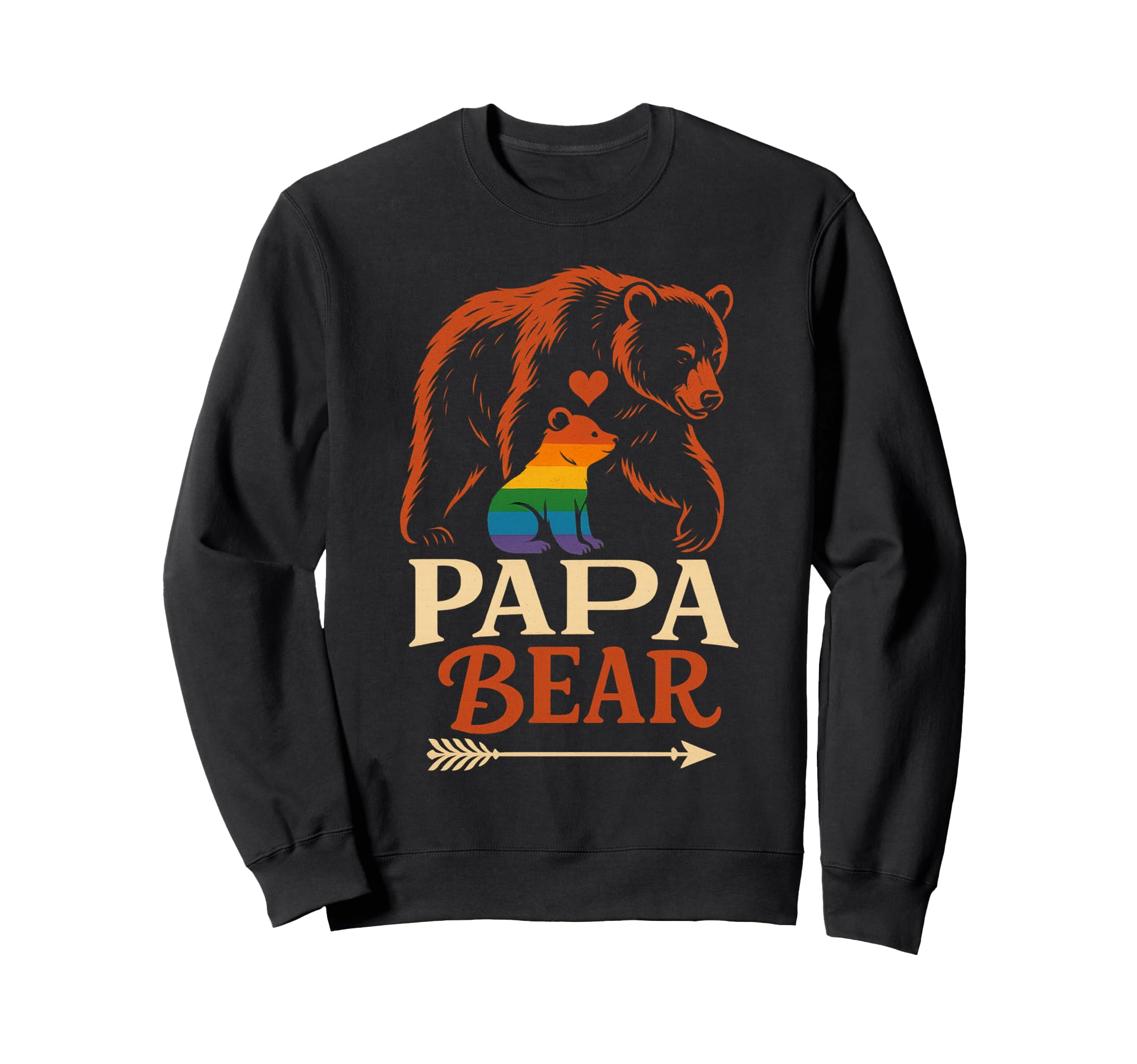 Papa Bear Bear And Cub Pride Flag Sweatshirt - Casual Everyday Wear Unisex - T-Shirt, Sweatshirt, Hoodie