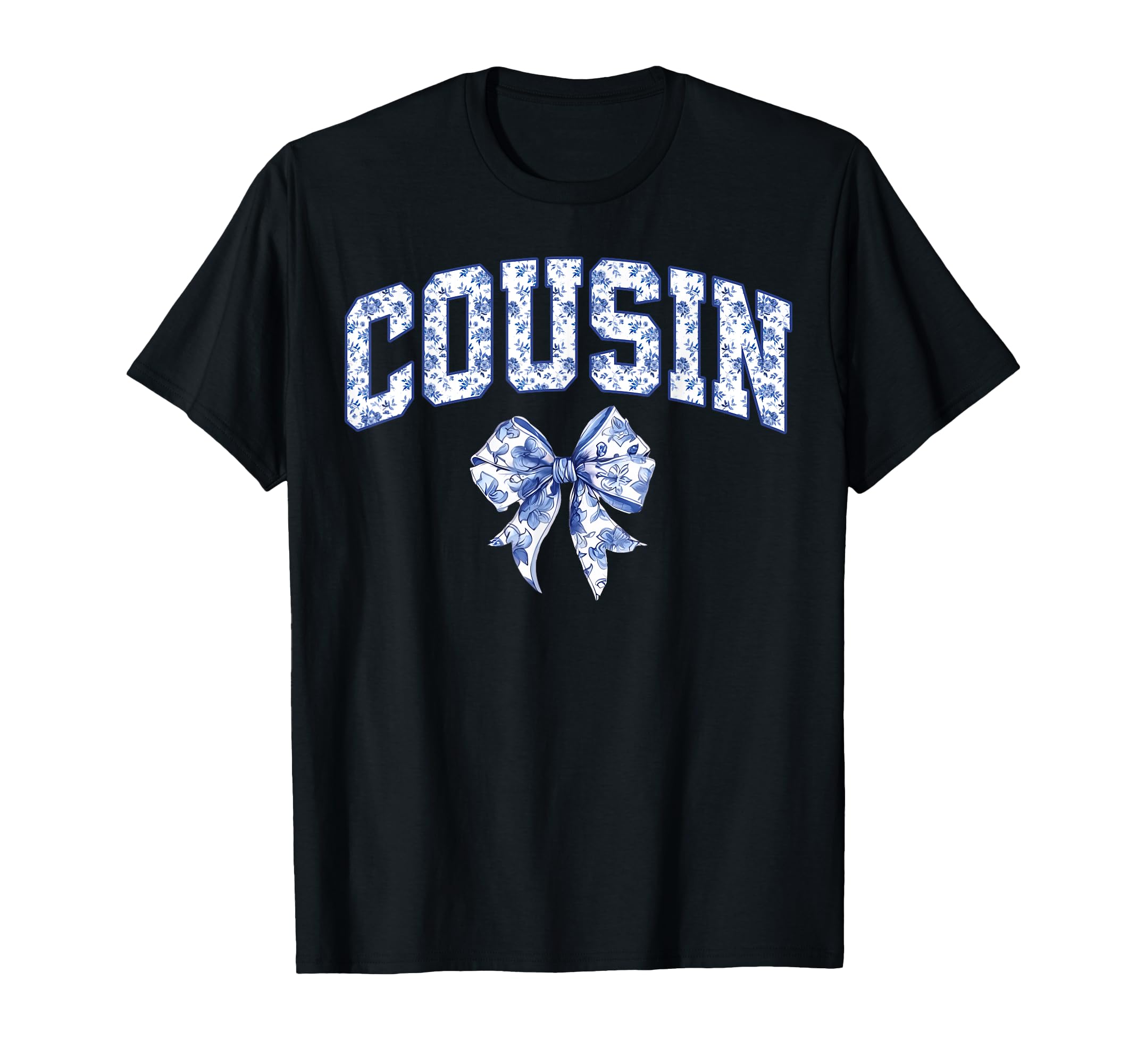 Cousin Coquette Toile Blue Bow T-Shirt - Streetwear Style for Adults - T-Shirt, Sweatshirt, Hoodie