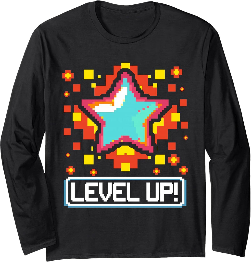 Level Up! Retro Gaming Pixel Art - Adult & Kids T-Shirts, Sweatshirts & Hoodies apparel design preview 1