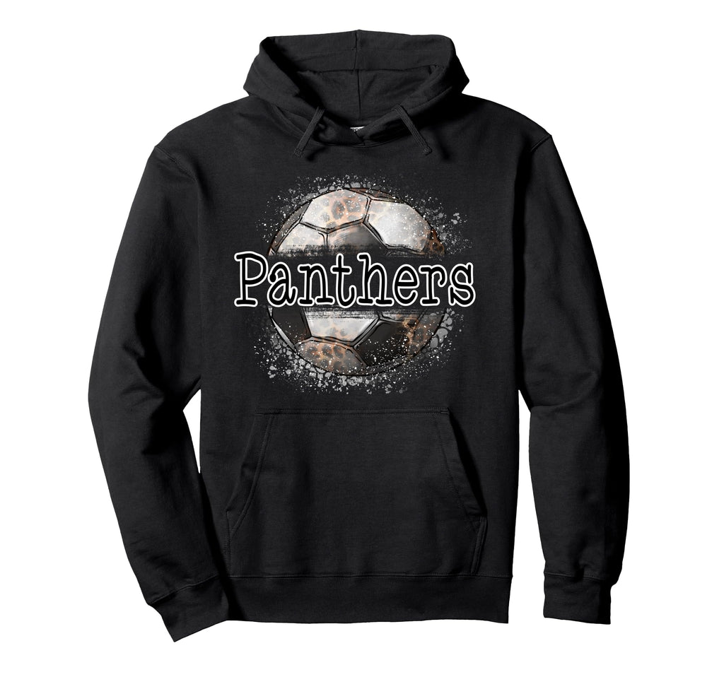 Panthers Soccer Leopard Splatter Game Day Hoodie - Unique Graphic Unisex - T-Shirt, Sweatshirt, Hoodie