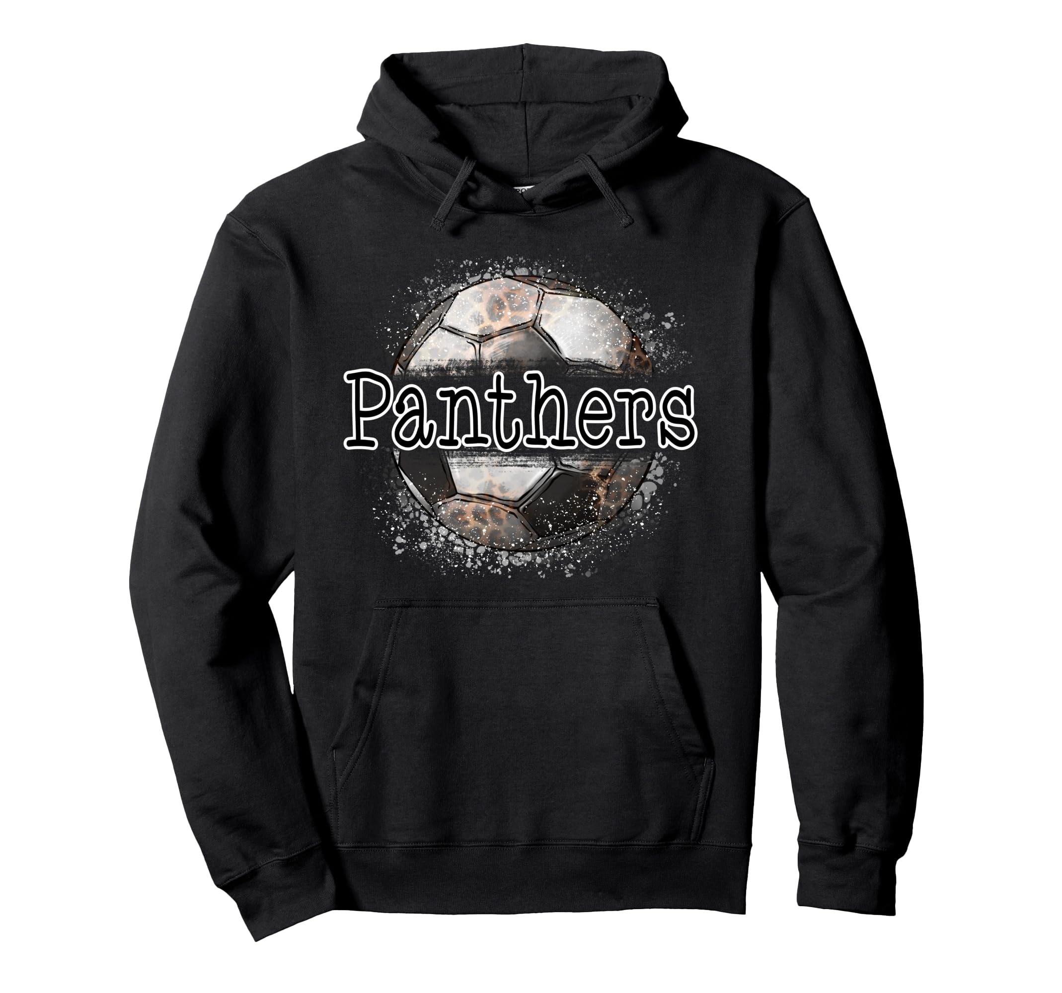 Panthers Soccer Leopard Splatter Game Day Hoodie - Unique Graphic Unisex - T-Shirt, Sweatshirt, Hoodie