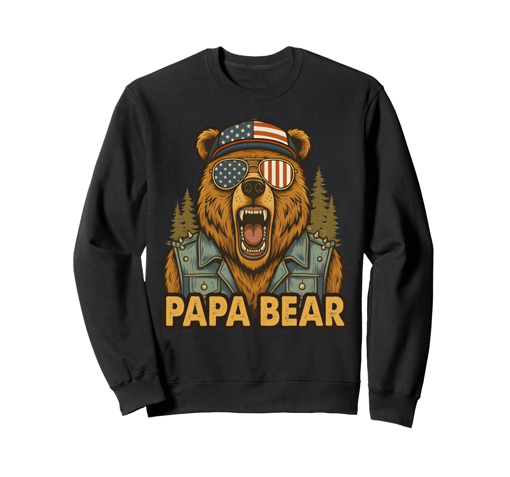 Papa Bear Usa Funny Dad Bear Sweatshirt - Aesthetic Graphic Men Women - T-Shirt, Sweatshirt, Hoodie