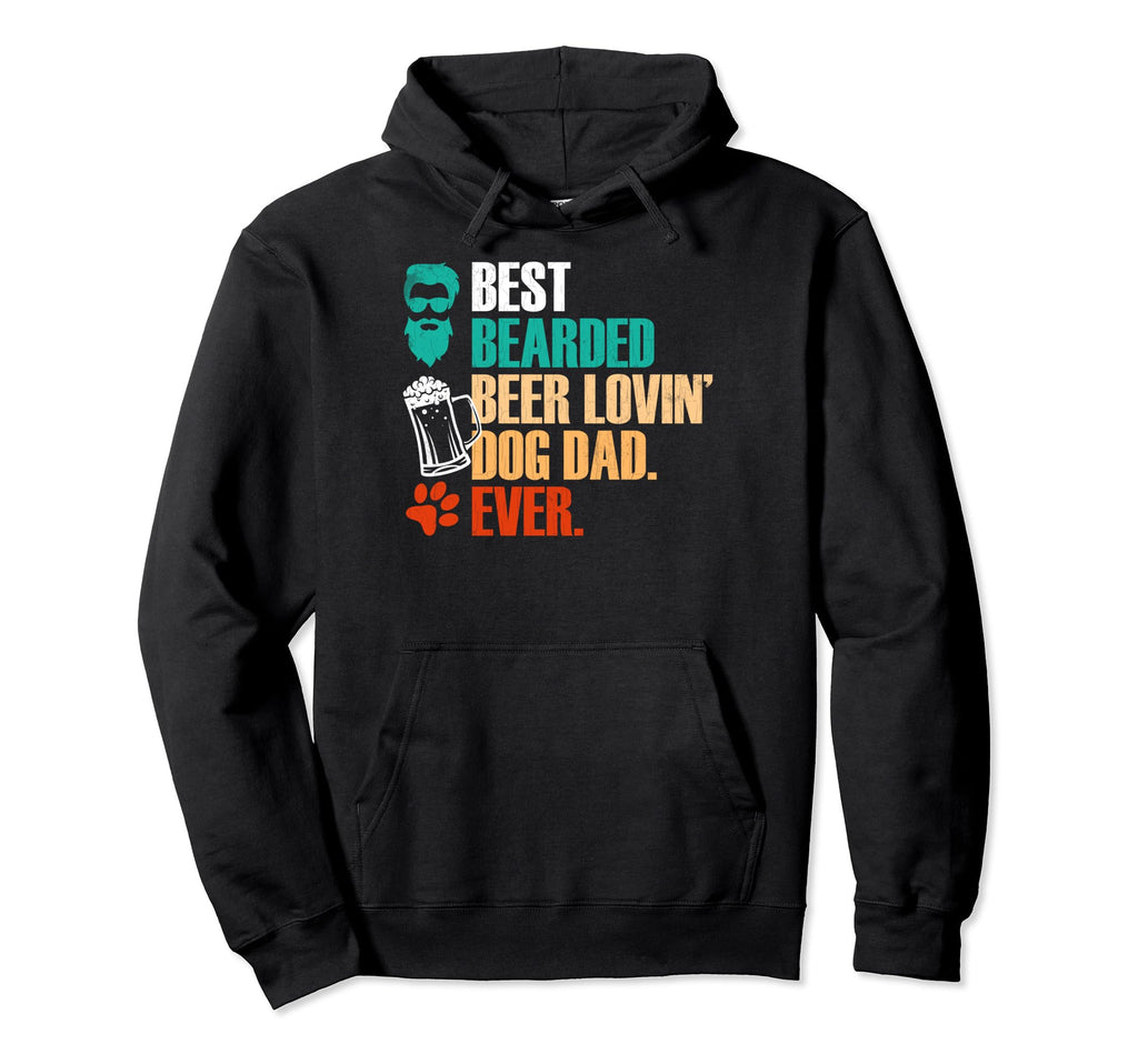 Dog Lover Funny Bearded Beer Lovin Dog Dad Hoodie - Unique Graphic Unisex - T-Shirt, Sweatshirt, Hoodie