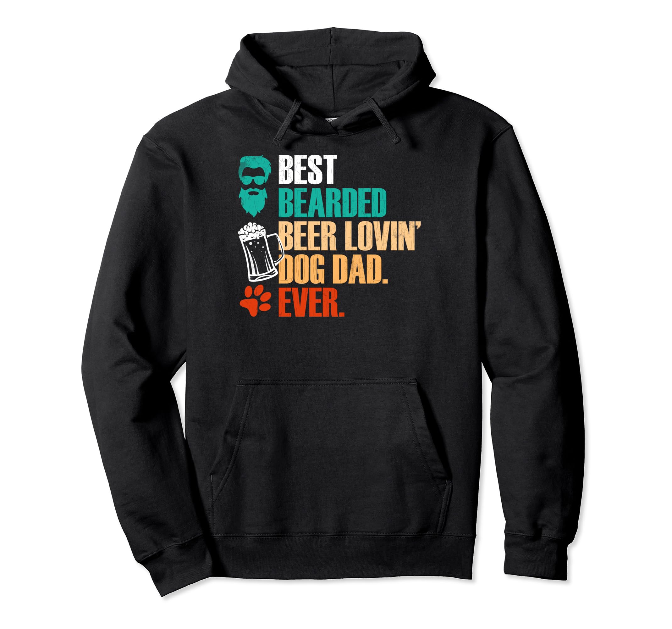 Dog Lover Funny Bearded Beer Lovin Dog Dad Hoodie - Unique Graphic Unisex - T-Shirt, Sweatshirt, Hoodie