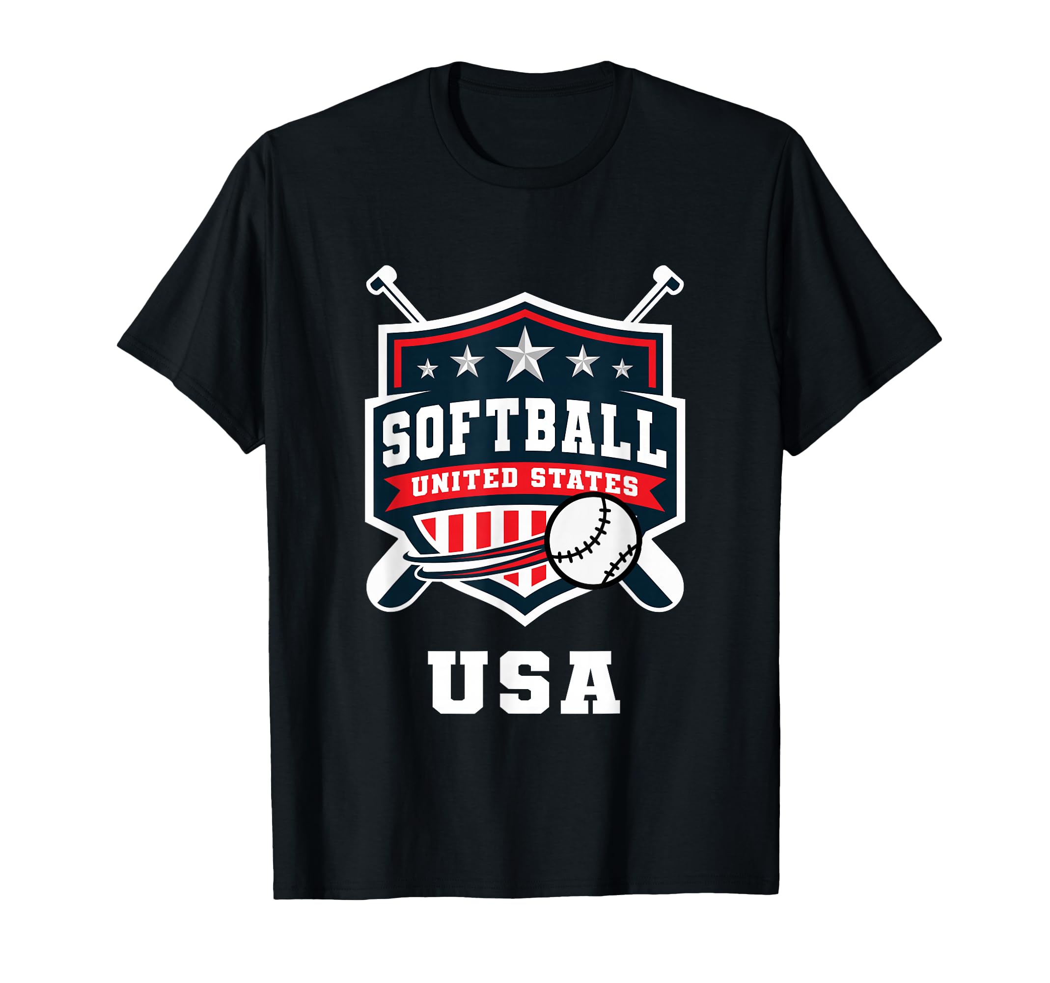 Softball Usa Support Team Usa Flag T-Shirt - Unique Graphic for Adults - T-Shirt, Sweatshirt, Hoodie