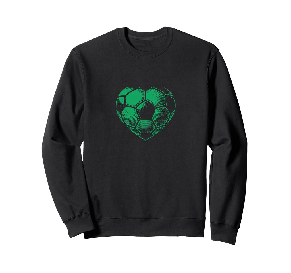Soccer Ball Green Color Heart Mom Fan Sweatshirt - Minimalist Print Unisex - T-Shirt, Sweatshirt, Hoodie