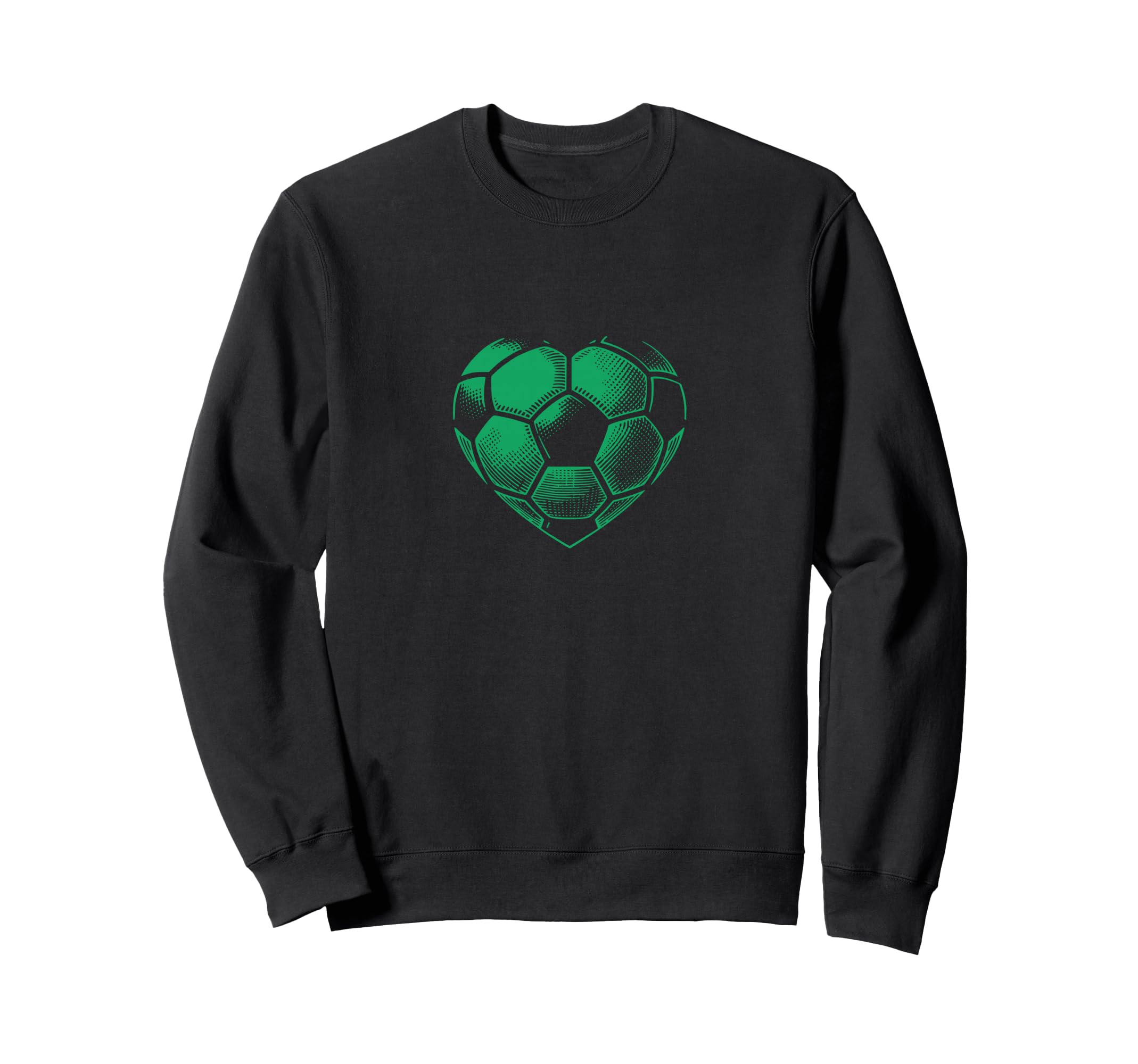Soccer Ball Green Color Heart Mom Fan Sweatshirt - Minimalist Print Unisex - T-Shirt, Sweatshirt, Hoodie