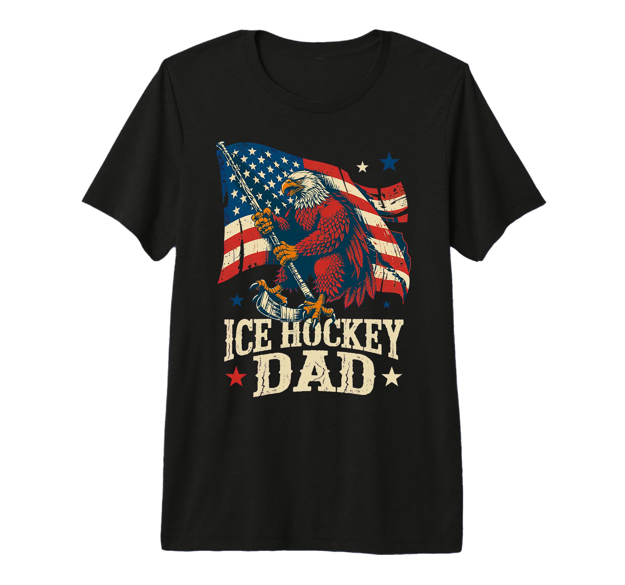 Mens Ice Hockey American Flag Ice Hockey T-Shirt - Custom Art Print Unisex - T-Shirt, Sweatshirt, Hoodie