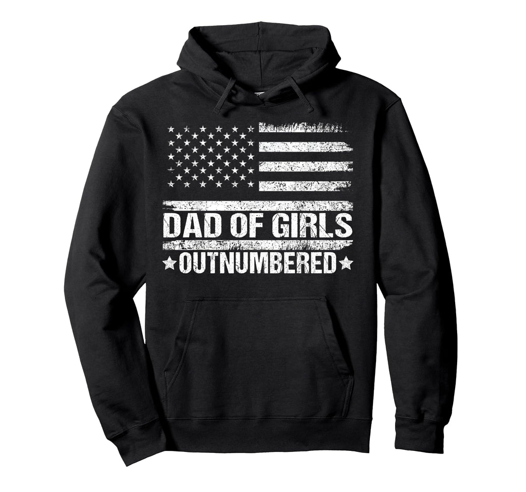 Dad 2 Outnumbered Patriotic Flag Fathers Hoodie - Graphic Print Men Women - T-Shirt, Sweatshirt, Hoodie