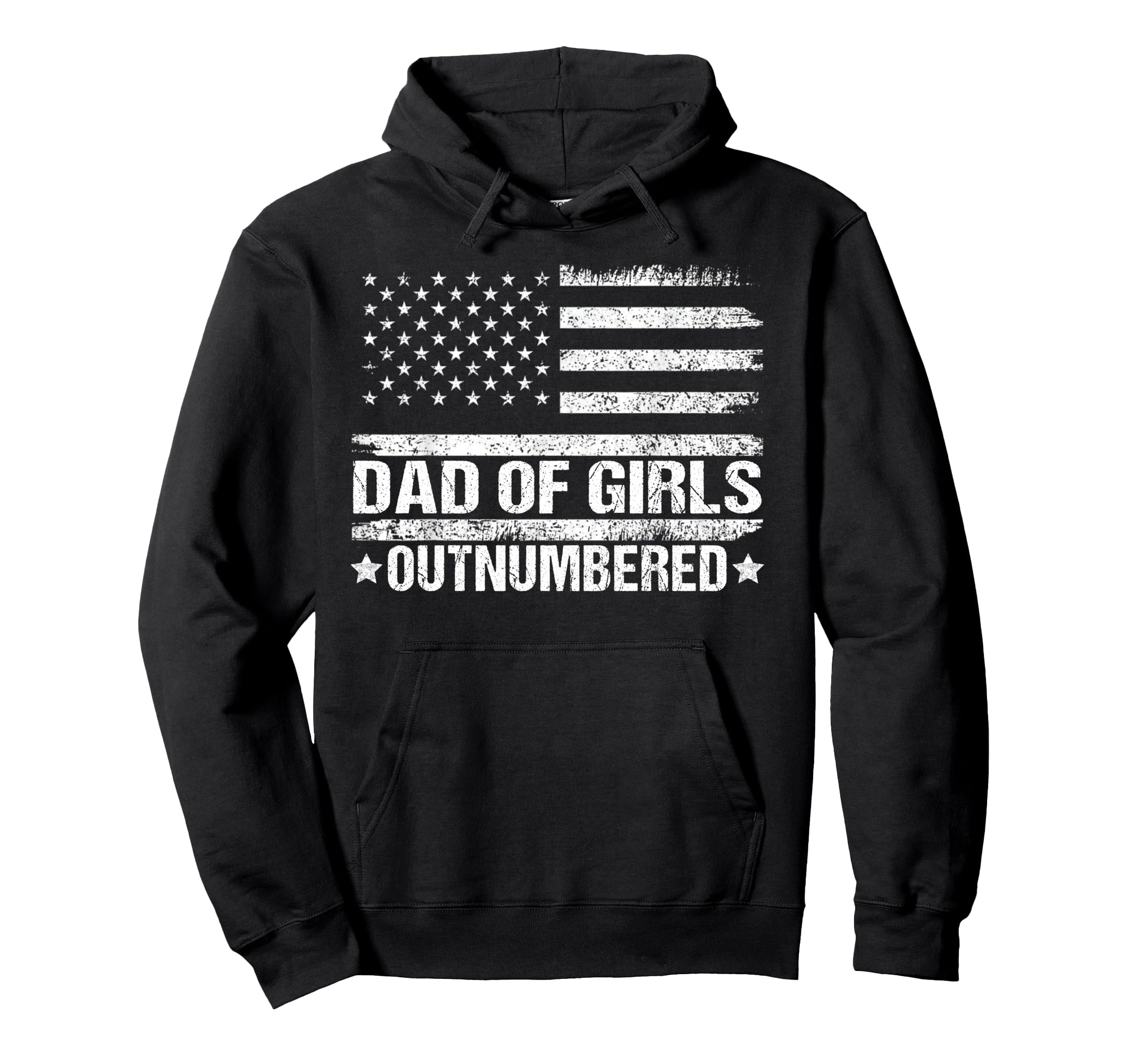 Dad 2 Outnumbered Patriotic Flag Fathers Hoodie - Graphic Print Men Women - T-Shirt, Sweatshirt, Hoodie