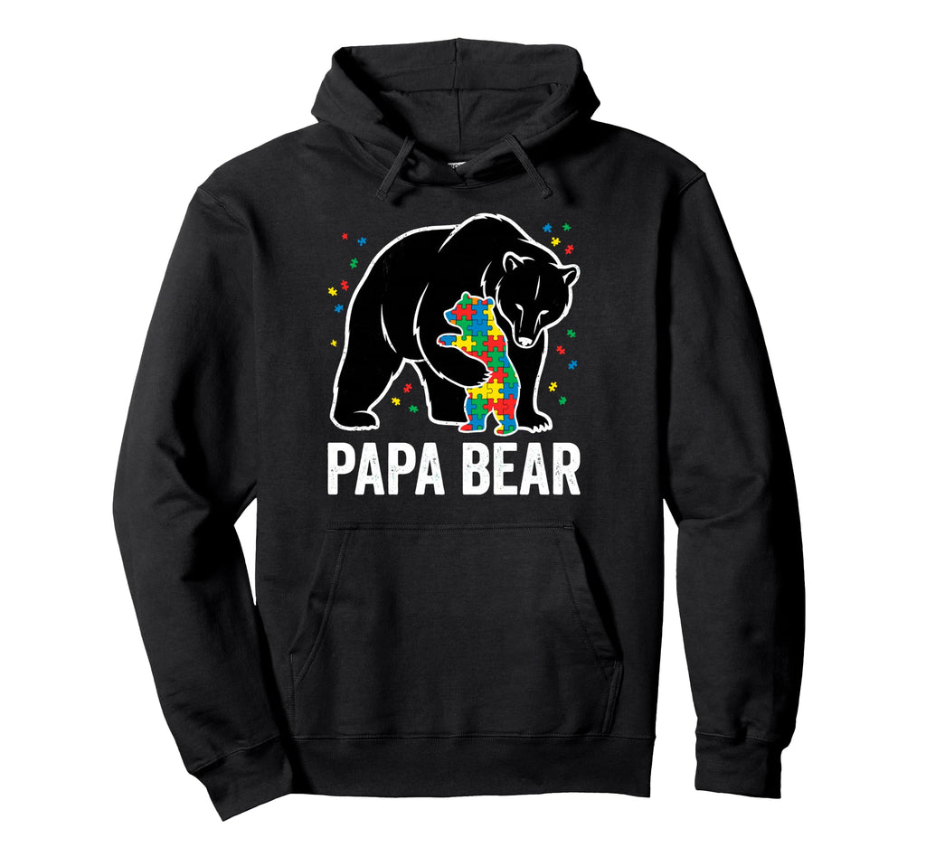 Papa Bear Autism Awareness Puzzle Hoodie - Aesthetic Graphic for Adults - T-Shirt, Sweatshirt, Hoodie