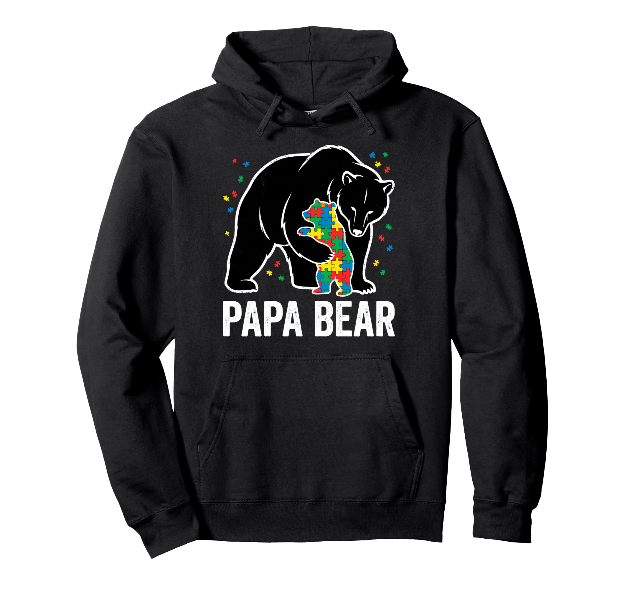 Papa Bear Autism Awareness Puzzle Hoodie - Aesthetic Graphic for Adults - T-Shirt, Sweatshirt, Hoodie