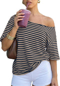 Women Y2k Off Shoulder Striped Oversized Casual Loose - Adult & Kids T-Shirts, Sweatshirts & Hoodies apparel design preview 1