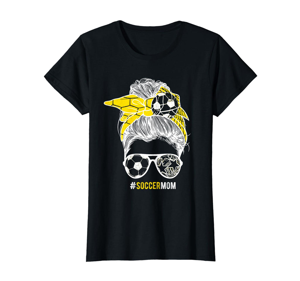 Soccer Mom Messy Bun Hair Soccer T-Shirt - Graphic Print Men Women - T-Shirt, Sweatshirt, Hoodie
