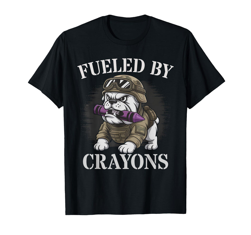 Bulldog Fueled Crayons Son Dad T-Shirt - Minimalist Print for Adults - T-Shirt, Sweatshirt, Hoodie