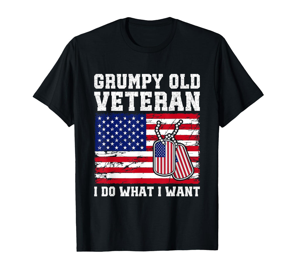 Grumpy Old Vet I Do What I Want Usa Flag T-Shirt - Graphic Print Unisex - T-Shirt, Sweatshirt, Hoodie