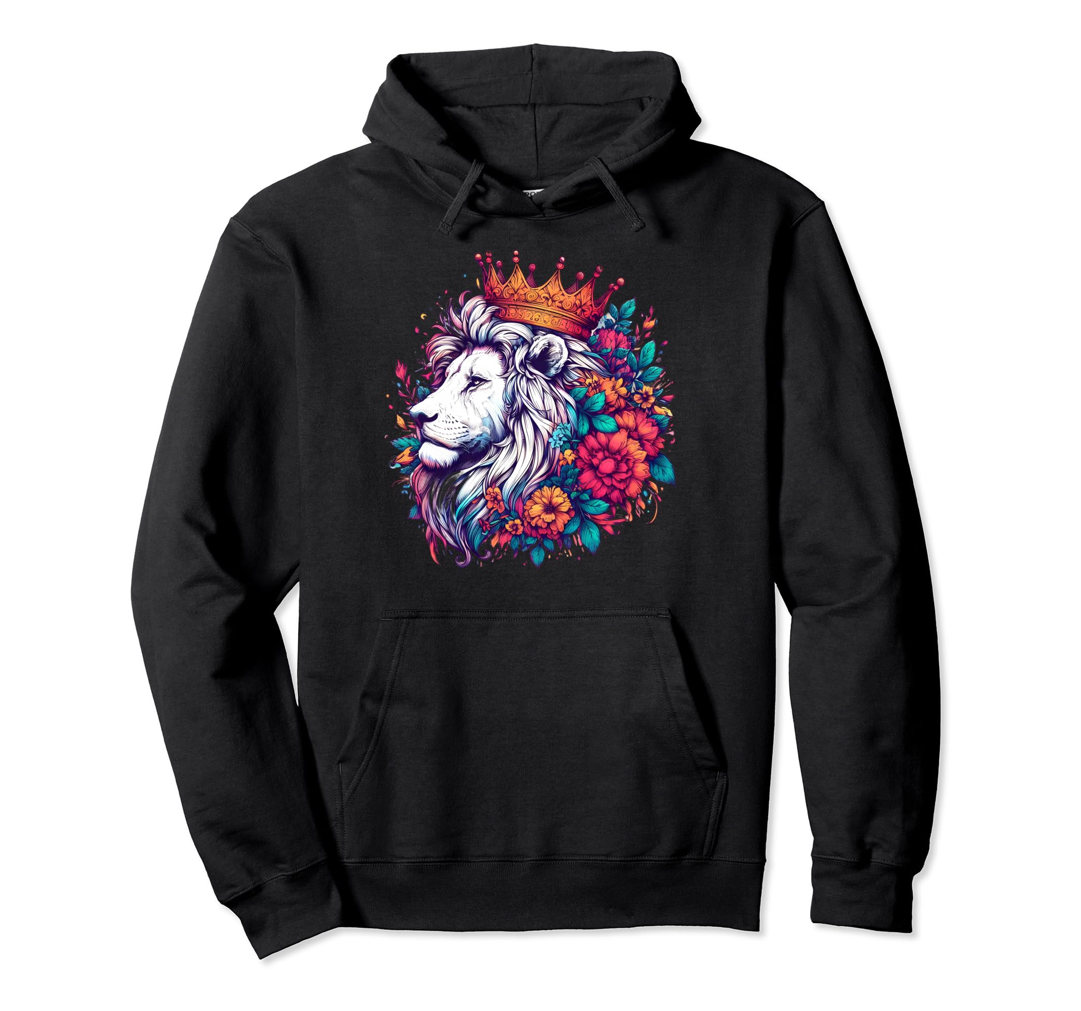 Floral Lion Lion Moms Dads Hoodie - Streetwear Style for Adults - T-Shirt, Sweatshirt, Hoodie
