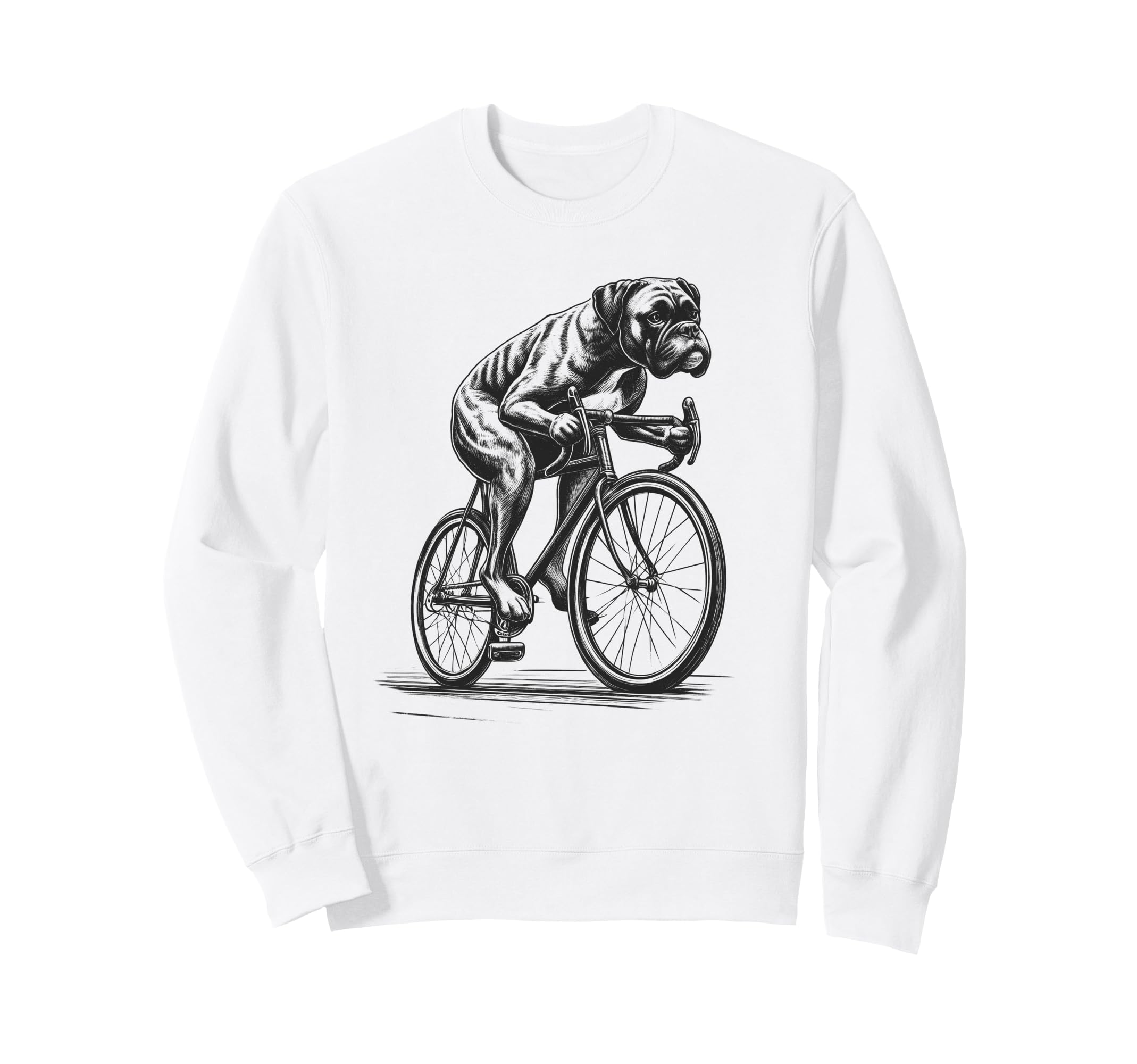 Boxer Dog Riding Bike Bicycle Biker Sweatshirt - Novelty Apparel Men Women - T-Shirt, Sweatshirt, Hoodie