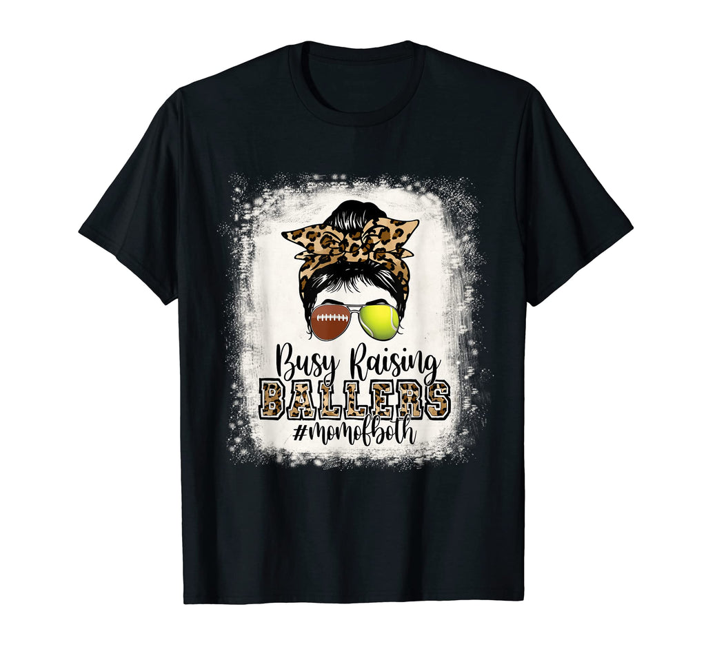 Busy Raising Ballers Mom Both Football T-Shirt - Novelty Apparel Men Women - T-Shirt, Sweatshirt, Hoodie
