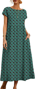 Womens Boho Floral Maxi Dress Short Sleeve Round Neck - Adult & Kids T-Shirts, Sweatshirts & Hoodies apparel design preview 1
