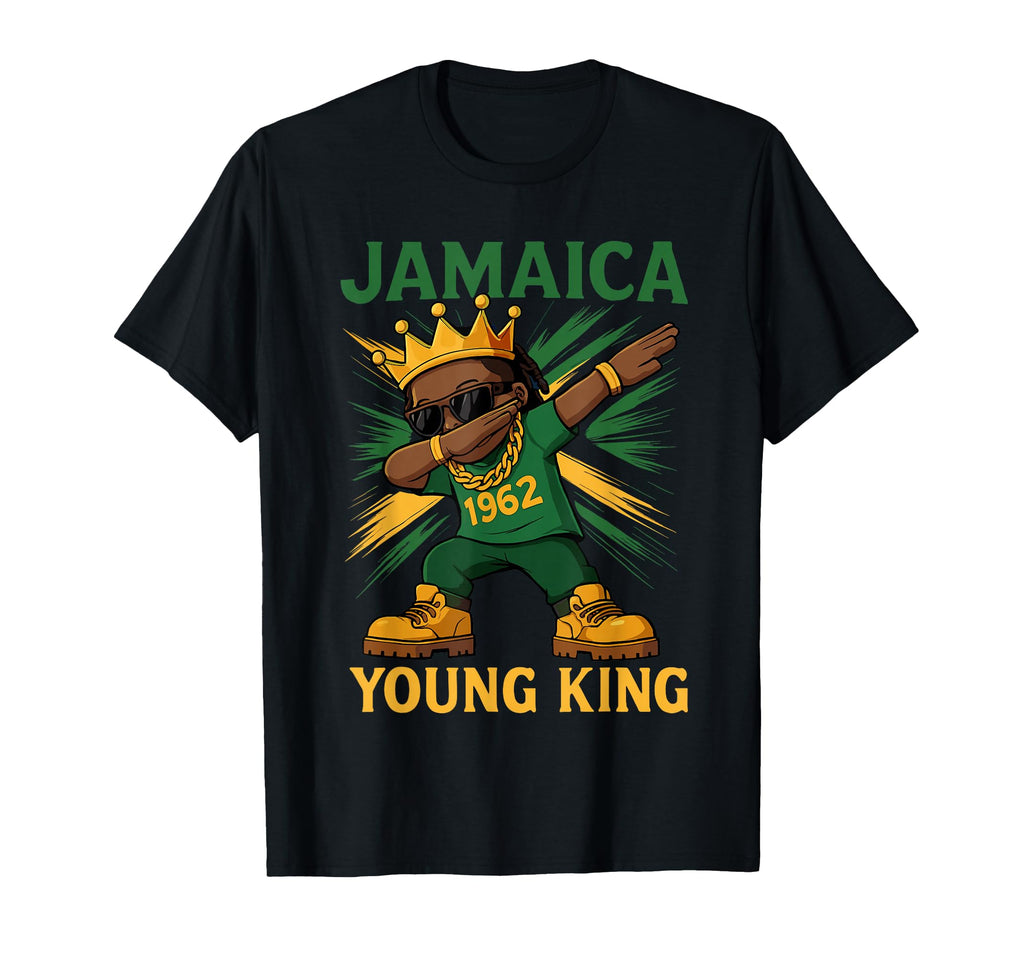 Jamaica Young King Dabbing Proud T-Shirt - Custom Art Print Men Women - T-Shirt, Sweatshirt, Hoodie