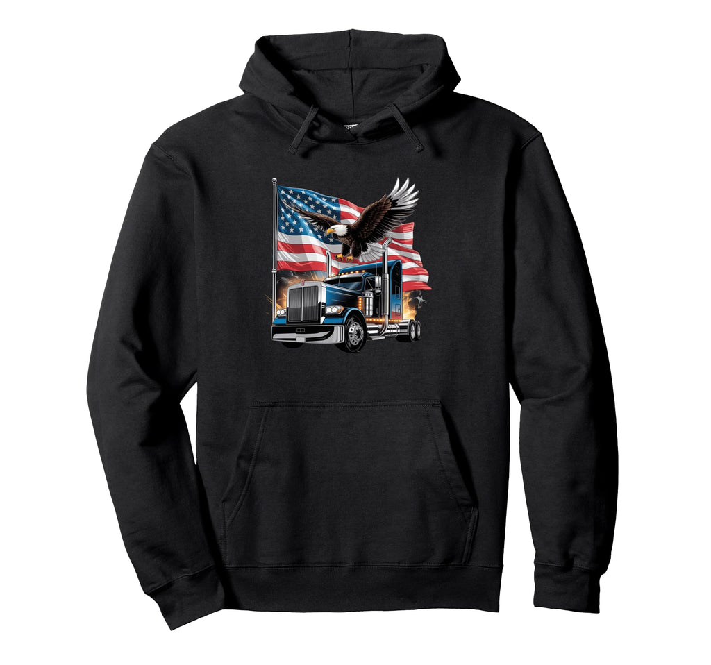 American Flag Trucker Dad Big Rig Hoodie - Streetwear Style Men Women - T-Shirt, Sweatshirt, Hoodie