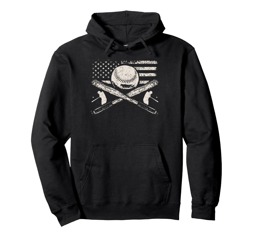 Patriotic American Flag Baseball Baseball Hoodie - Unique Graphic Men Women - T-Shirt, Sweatshirt, Hoodie