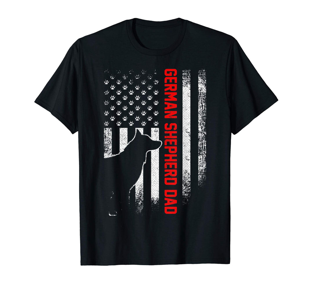 Usa Flag Proud German Shepherd Dad T-Shirt - Unique Graphic Men Women - T-Shirt, Sweatshirt, Hoodie