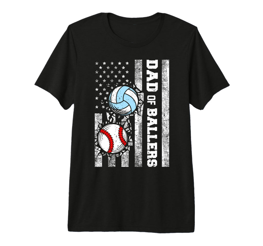 Mens Dad Ballers Funny Usa Flag Baseball T-Shirt - Trendy Graphic Unisex - T-Shirt, Sweatshirt, Hoodie