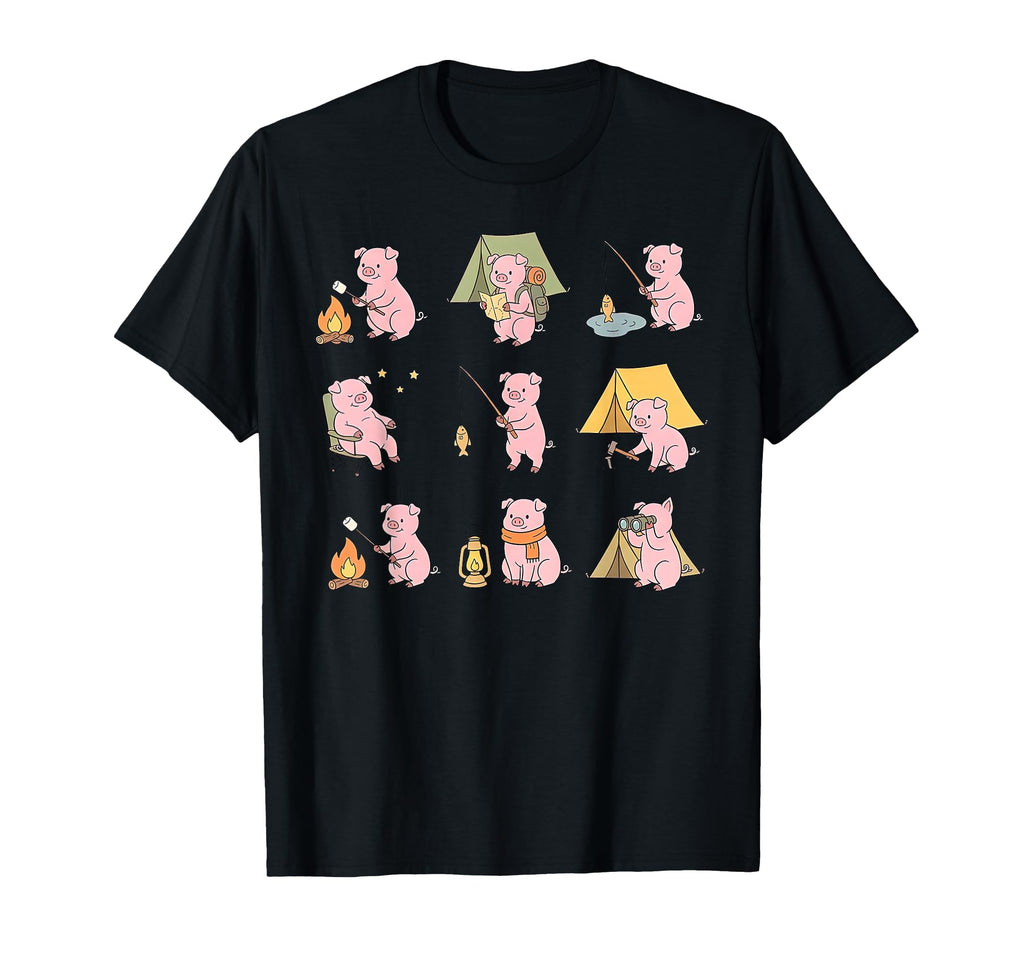 Pig Camping Camper Outdoor Adventure T-Shirt - Unique Graphic Unisex - T-Shirt, Sweatshirt, Hoodie