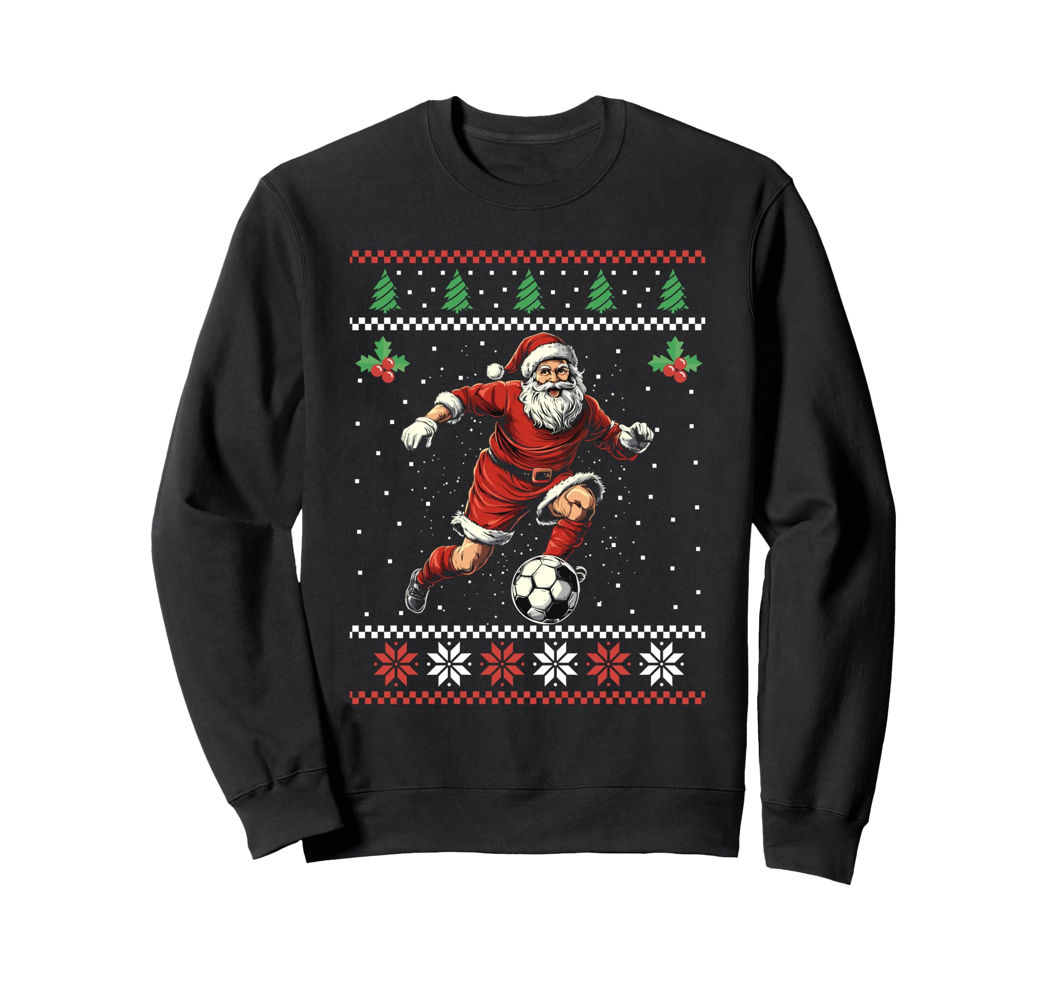 Santa Plays Soccer Ugly Sweatshirt - Unique Graphic for Adults - T-Shirt, Sweatshirt, Hoodie