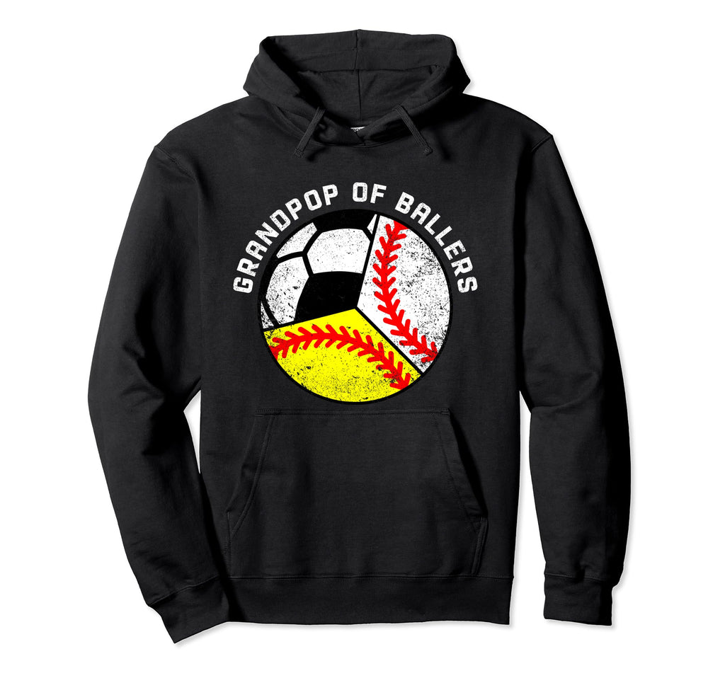 Grandpop Ballers Funny Baseball Hoodie - Fun Novelty Design Unisex - T-Shirt, Sweatshirt, Hoodie