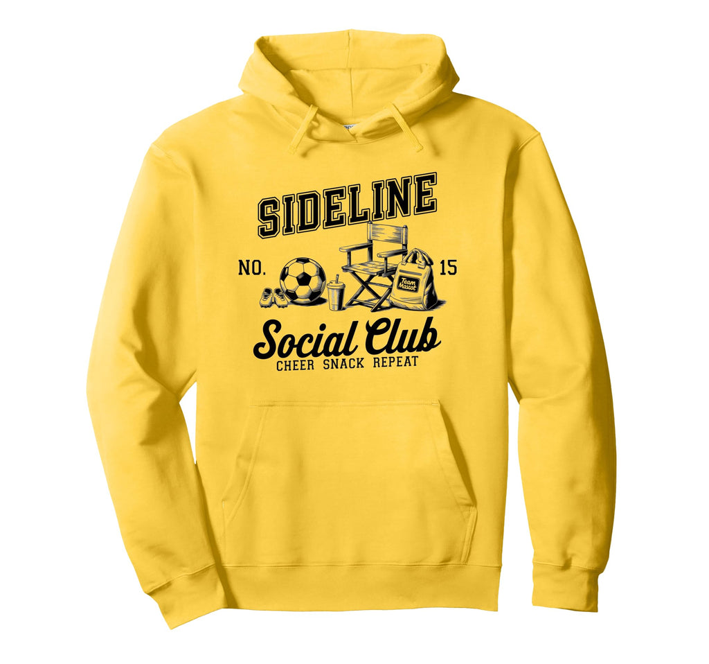 Sideline Social Club Soccer Mom Game Day Hoodie - Trendy Graphic Men Women - T-Shirt, Sweatshirt, Hoodie