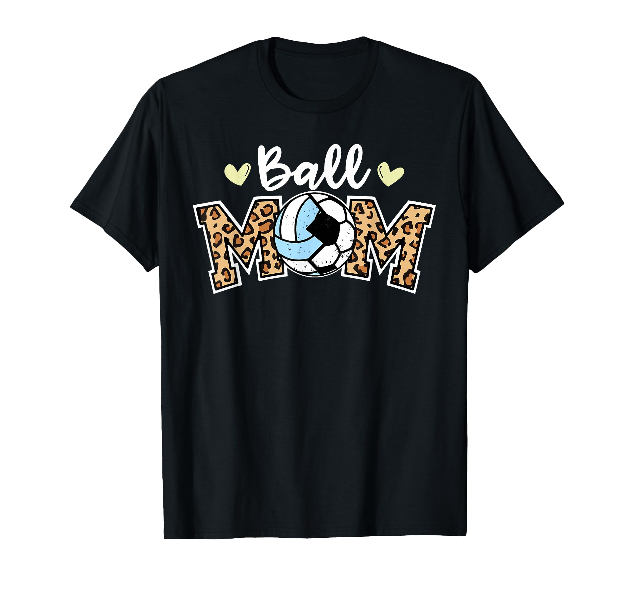 Ball Mom Leopard Funny Soccer T-Shirt - Minimalist Print for Adults - T-Shirt, Sweatshirt, Hoodie