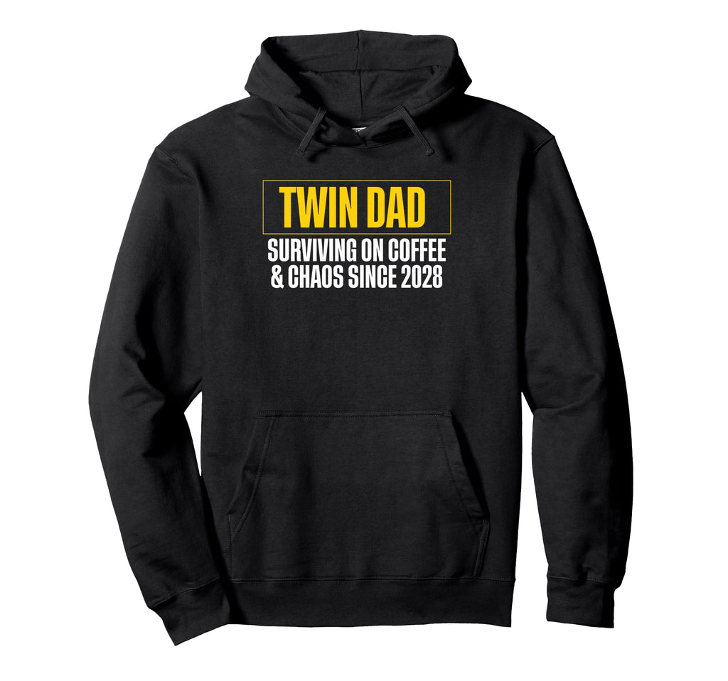 Twin Dad Surviving Coffee And Chaos Hoodie - Casual Everyday Wear Unisex - T-Shirt, Sweatshirt, Hoodie
