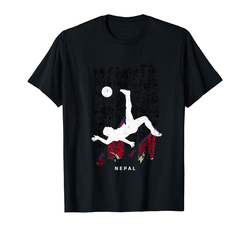 Nepal Flag Soccer Player Silhouette T-Shirt - Unique Graphic Men Women - T-Shirt, Sweatshirt, Hoodie