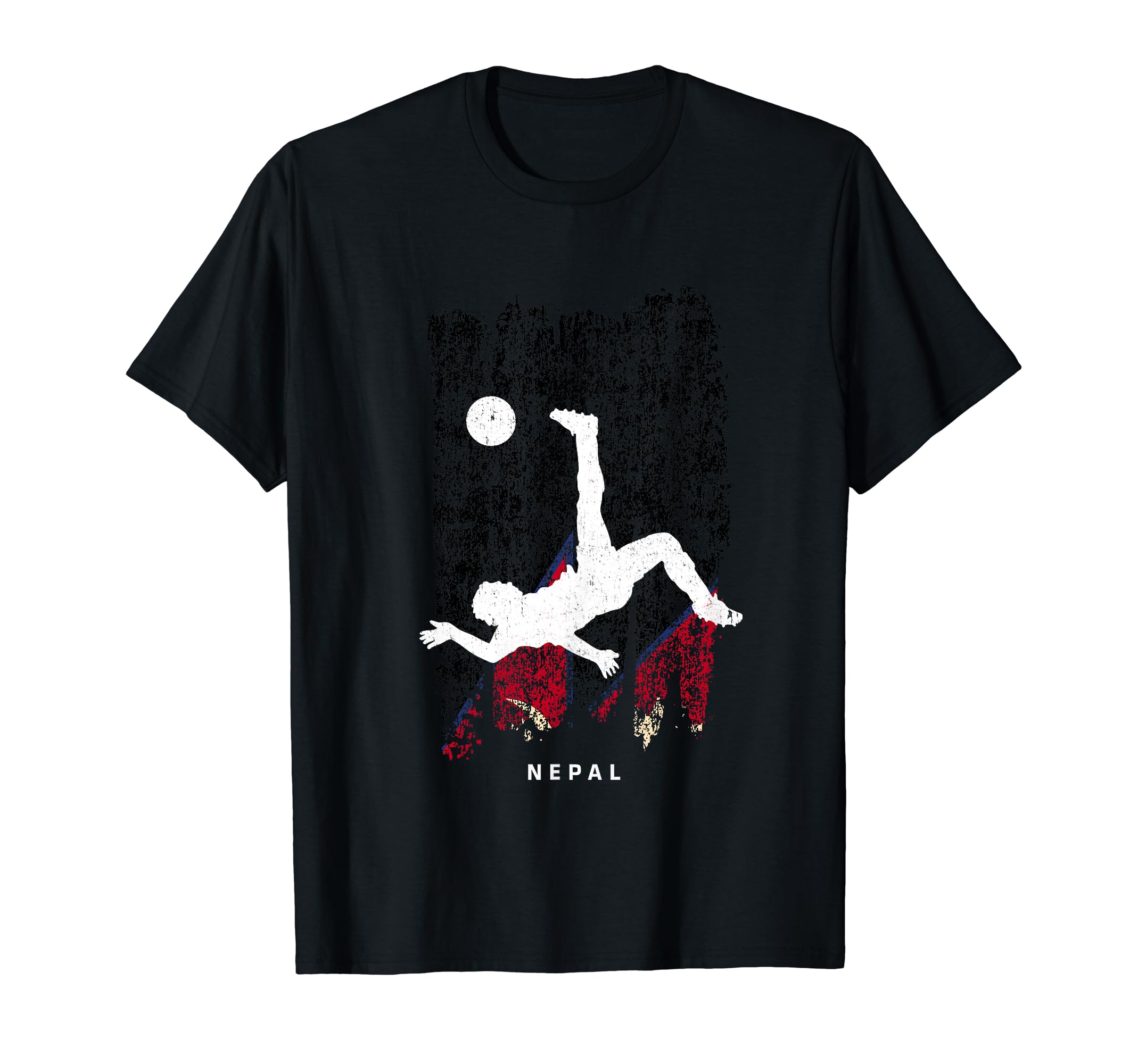 Nepal Flag Soccer Player Silhouette T-Shirt - Unique Graphic Men Women - T-Shirt, Sweatshirt, Hoodie