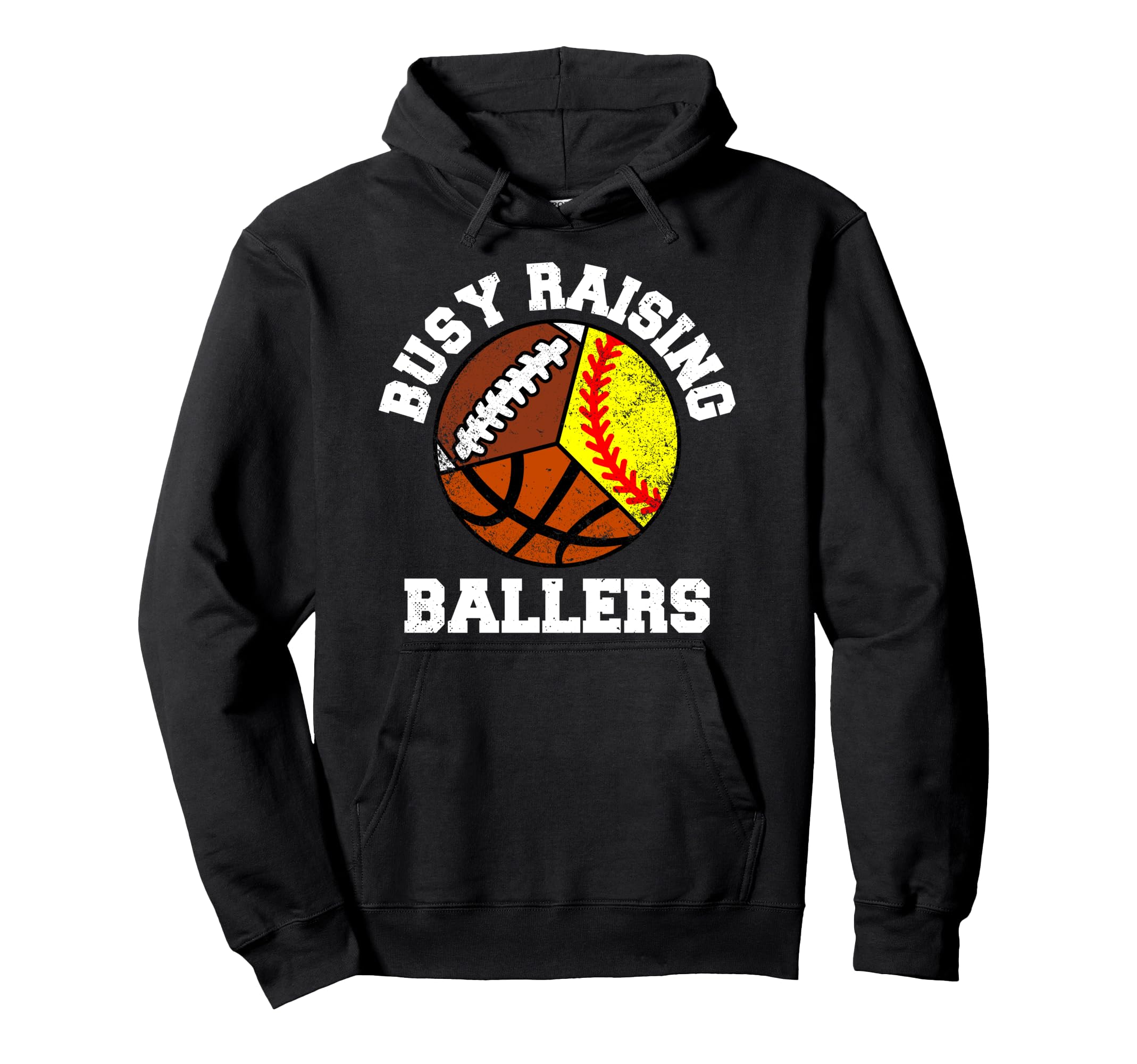 Busy Raising Ballers Funny Softball Hoodie - Unique Graphic Unisex - T-Shirt, Sweatshirt, Hoodie