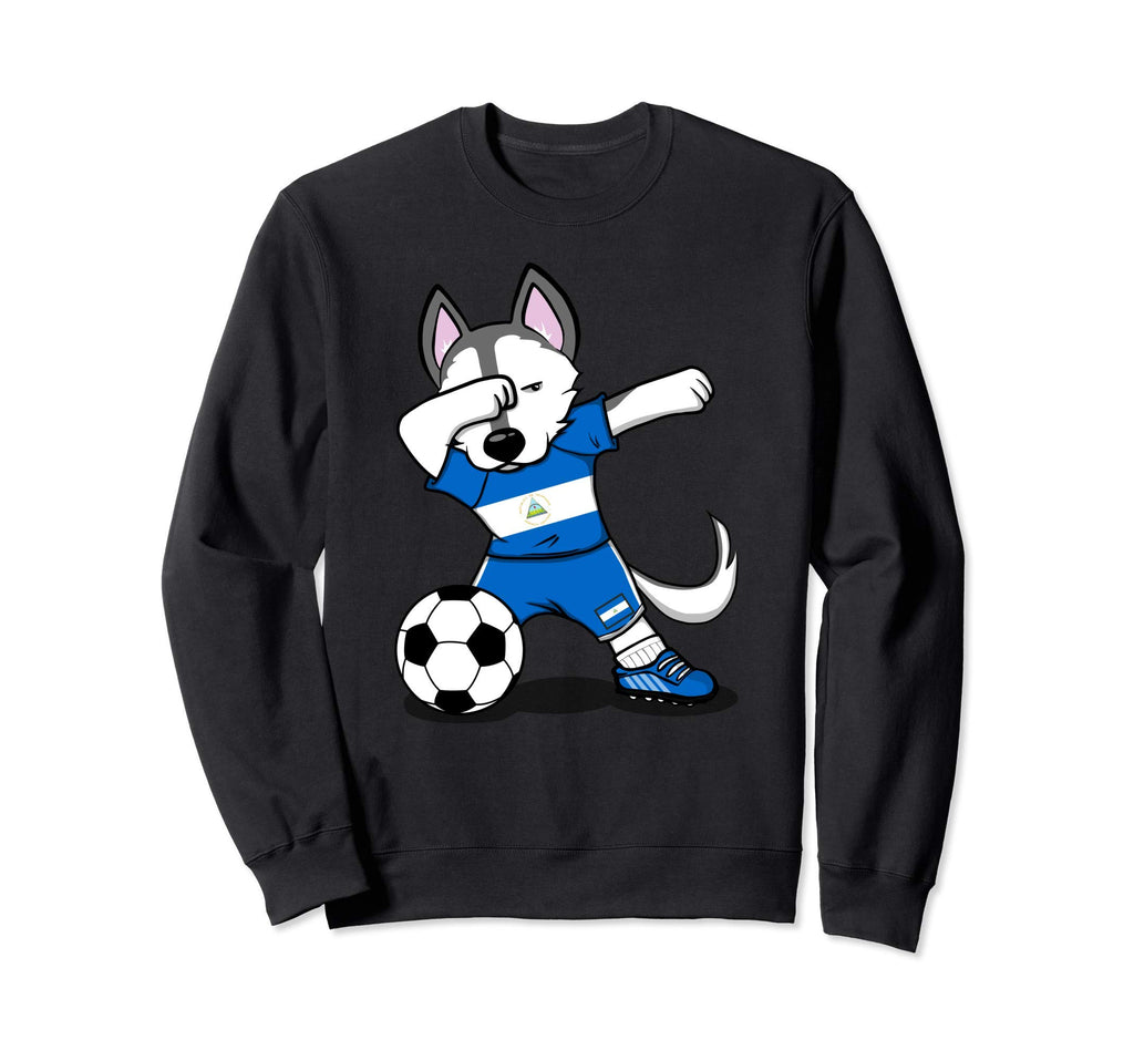 Dabbing Husky Dog Nicaragua Sweatshirt - Casual Everyday Wear Unisex - T-Shirt, Sweatshirt, Hoodie