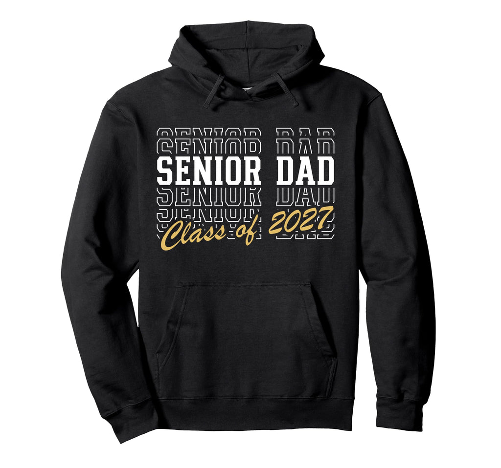 Senior Dad Class 2027 Striped Graduate Hoodie - Fun Novelty Design Unisex - T-Shirt, Sweatshirt, Hoodie