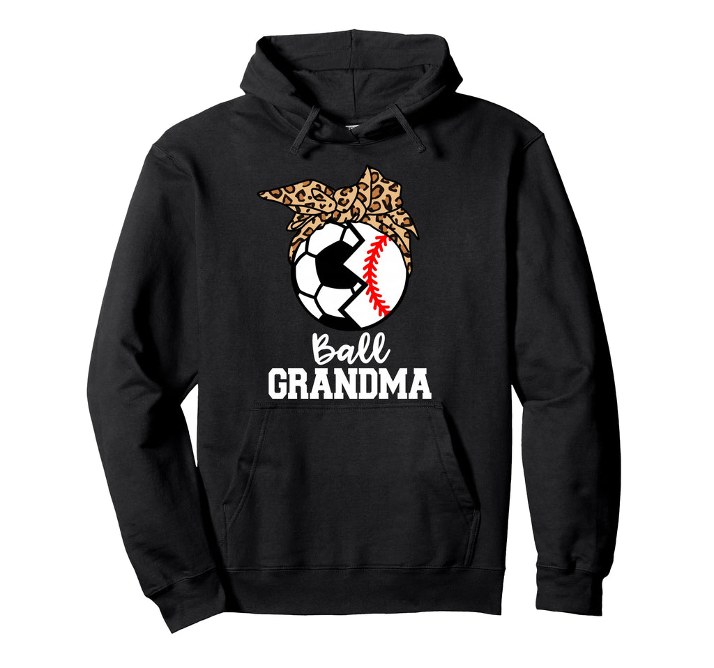Ball Grandma Soccer Baseball Leopard Hoodie - Trendy Graphic Men Women - T-Shirt, Sweatshirt, Hoodie