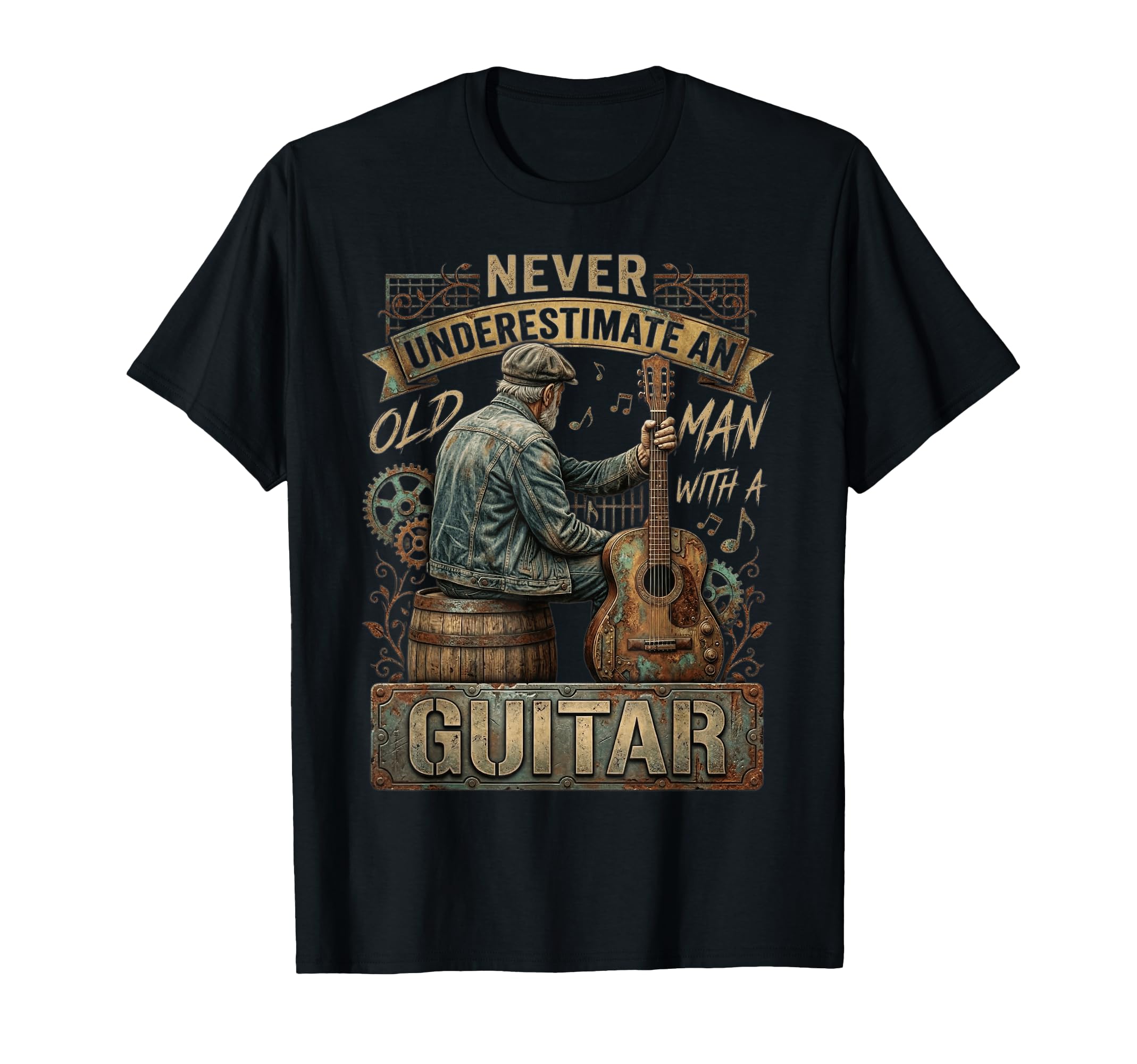 Never Underestimate Old Guitar Player T-Shirt - Unique Graphic for Adults - T-Shirt, Sweatshirt, Hoodie